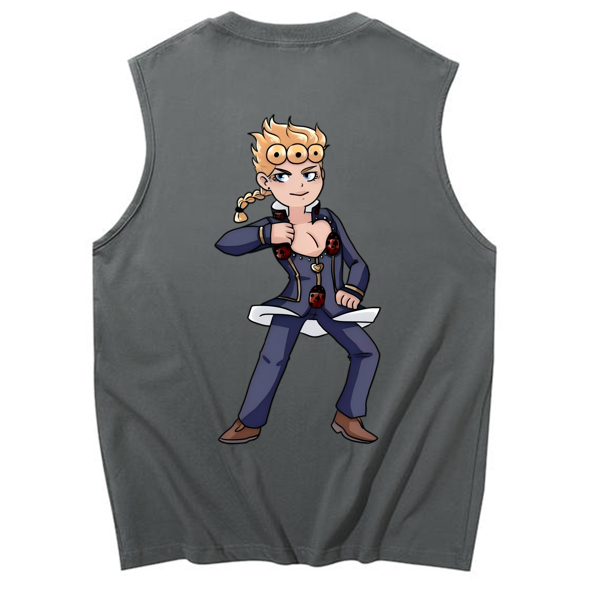 （画像用） ジョジョの奇妙な冒険 ジョルノ?ジョバァーナ JoJo's Bizarre Adventure Giorno Giovanna コットン100％タンクトップ（背面プリント）